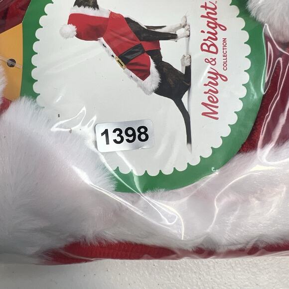 Merry & Bright L Large Christmas Santa Dog Cat Costume Holiday Apparel Hoodie - Picture 8 of 8